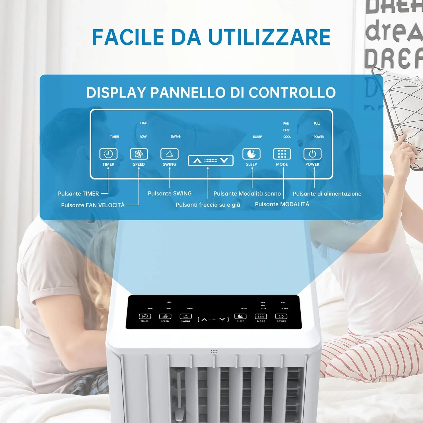 Portable Air Conditioner 9000 BTUs/H, Silent 3-in-1, Dehumidification 42 L/Day, Timer 24 H, Sleep Mode, Remote Control