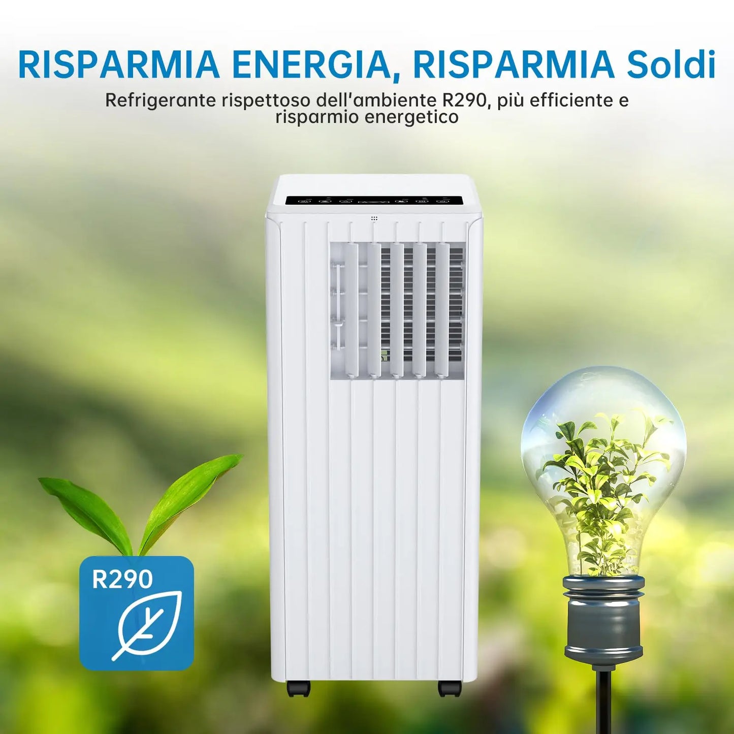 Portable Air Conditioner 9000 BTUs/H, Silent 3-in-1, Dehumidification 42 L/Day, Timer 24 H, Sleep Mode, Remote Control